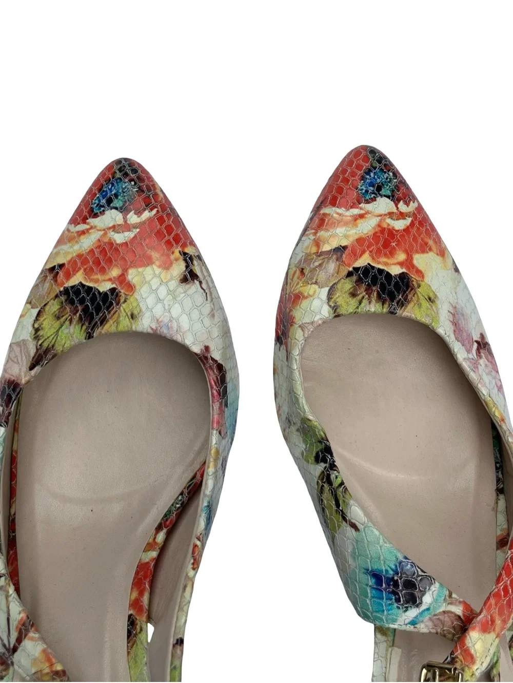 Cole Haan Floral & Snakeskin-Print Slingback Kitten Heel Pumps Womens Size 6.5B